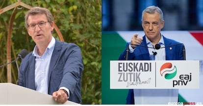 Galician premier Alberto Núñez Feijóo (l) and Basque ‘lehendakari’ Íñigo Urkullu, during their election campaigns.