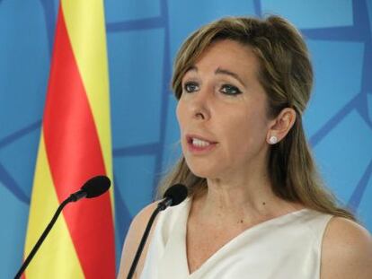 Alicia Sánchez-Camacho, en la rueda de prensa del PP.