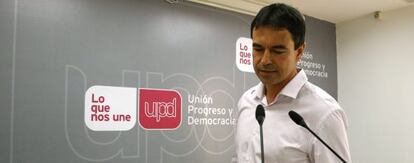 El portavoz de UPyD, Andrés Herzog, en la sede de su partido el 31 de agosto.