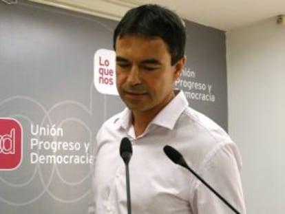 El portavoz de UPyD, Andrés Herzog, en la sede de su partido el 31 de agosto.
