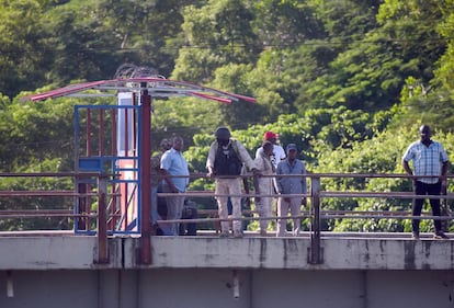 A view of the Haitian side of the border crossing at Dajabón in the Dominican Republic.