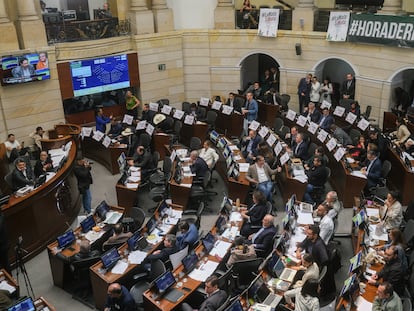 Debate sobre el uso adulto del cannabis en Colombia, en el Senado de la República de Colombia, en Bogotá, el 15 de junio de 2023.
