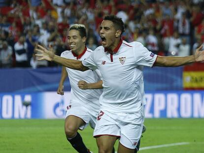 Ben Yedder celebra su gol junto a Nasri.