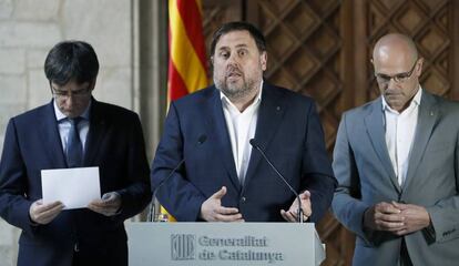 Oriol Junqueras, amb Puigdemont i Romeva, 