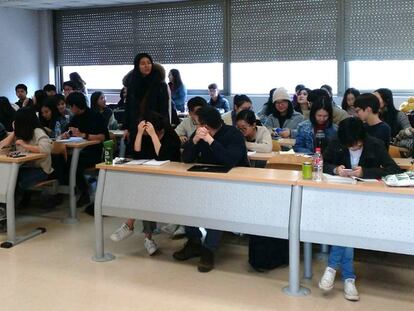 Una de las aulas del M&aacute;ster de Investigaci&oacute;n en Periodismo en la Universidad Complutense de Madrid.  
