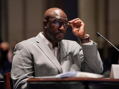 Philonise Floyd, el hermano de George Floyd, durante su intervención en el Congreso de Estados Unidos, este miércoles.