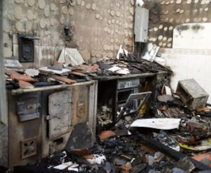 The inside of a property destroyed by one of the 150 fires that affected northern Spain over the weekend.