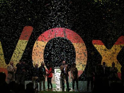 A vox rally led by party leader Santiago Abascal.