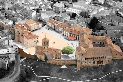 Trazado del proyecto de la playa mayor de Almazán y el mirador sobre el Duero, de los arquitectos Churtichaga y De la Quadra-Salcedo.