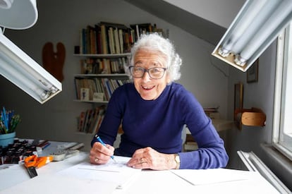La escritora e ilustradora Judith Kerr, en junio de 2018 en su casa de Londres.