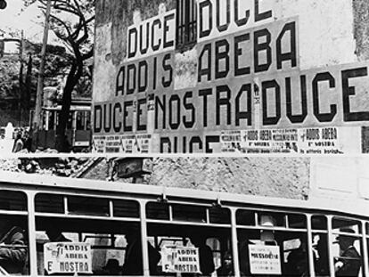 Pintadas en Roma celebrando la victoria italiana en Etiopía en 1936.