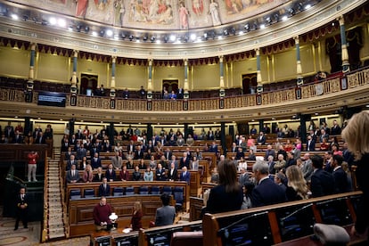 Los diputados guardan este mircoles antes del comienzo del pleno del Congreso un minuto de silencio por los ltimos asesinatos machistas.