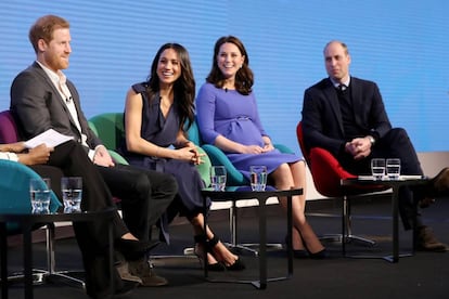 Los duques de Cambridge y los de Sussex, en un acto de su fundación en febrero de 2018.