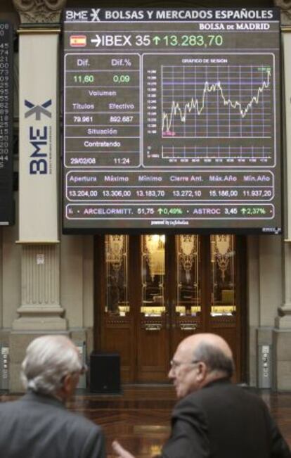 Vista parcial de la Bolsa de Madrid.