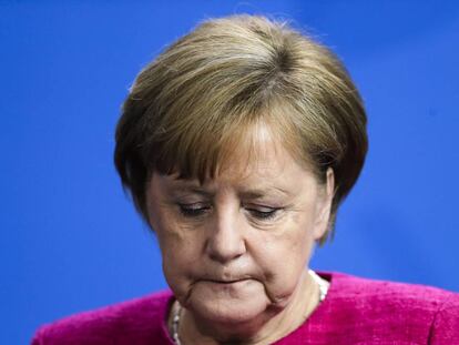 La canciller alemana, Angela Merkel, drante uan conferencai de prensa en Berlín el pasado viernes. 