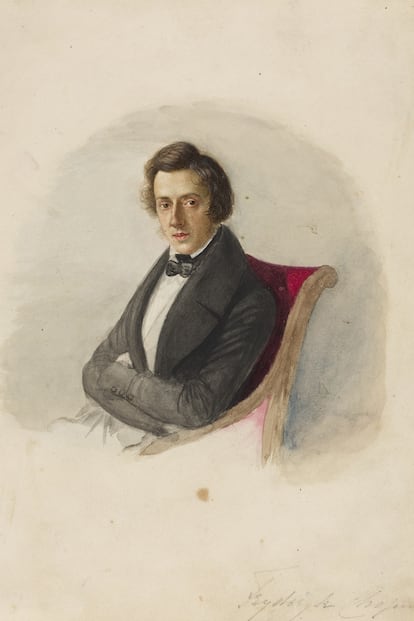 Portrait of Frederic Chopin, found in the Collection of the Muzeum Narodowe, Warsaw.