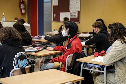 Una clase en un instituto de Valencia, en diciembre.