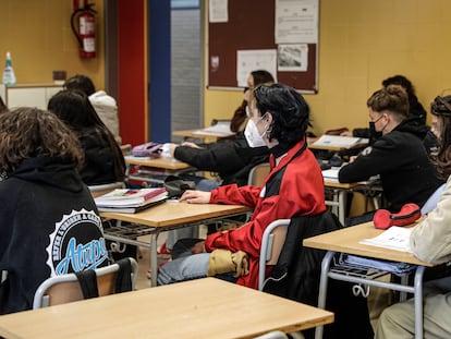Una clase en un instituto de Valencia, en diciembre.