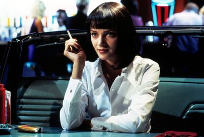 Uma Thurman no filme 'Pulp Ficition' em 1994.