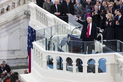 Trump durante la ceremonia de toma de protesta, el 20 de enero de 2017, en Washington.