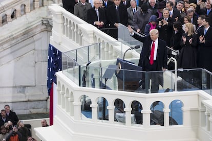 Trump durante la ceremonia de toma de protesta, el 20 de enero de 2017, en Washington. 