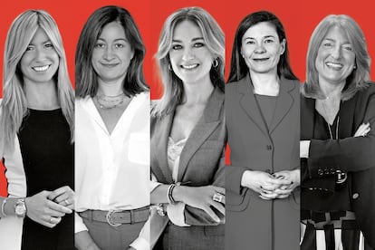 De izquierda a derecha, Marta González (Eversheds Sutherland) , Iria Calviño (Herbert), María Pilar García Guijarro (Watson Farley & Williams), Pilar Menor (DLA Piper) y Nieves Briz, de Dentons. Imágenes cedidas