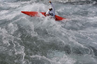 Japanese Takuya Haneda during a canoeing training C1.