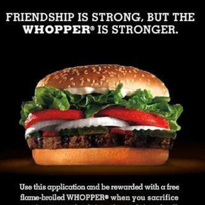 La amistad a cambio de una hamburguesa. El último grito en publicidad.