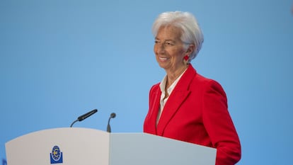 La presidenta del BCE, Christine Lagarde, en rueda de prensa el 5 de junio de 2025