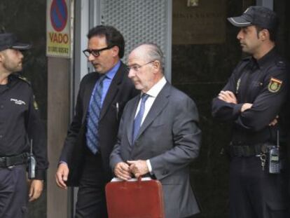 El expresidente de Bankia Rodrigo Rato, a su salida de la Audiencia Nacional.