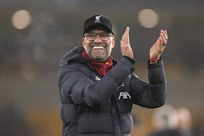Jürgen Klopp celebrando la victoria del Liverpool contra los Wolverhampton Wanderers el pasado 23 de enero.