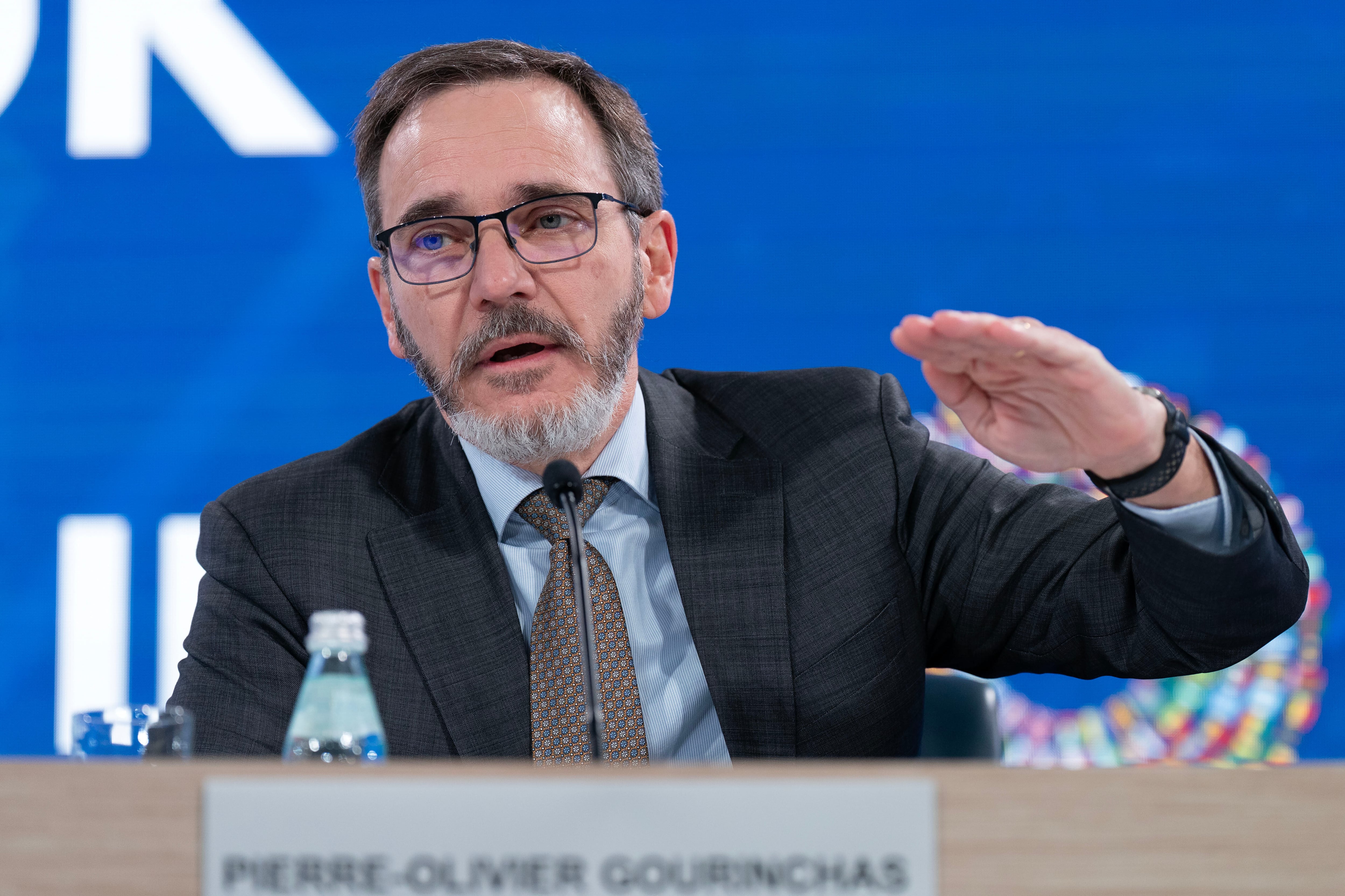 El economista jefe del FMI, Pierre-Olivier Gourinchas, durante la presentación de las perspectivas económicas.