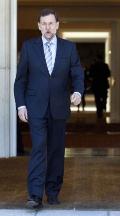 Mariano Rajoy, ayer, en el palacio de la Moncloa.