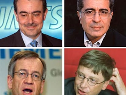 Javier Aguilera (TPI), Terry Semel (Yahoo!), Heinrich Von Pierer (Siemens) y Bill Gates (Microsoft)