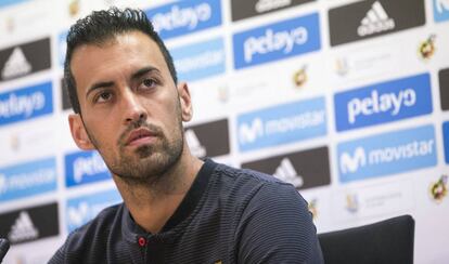 Busquets, en rueda de prensa.