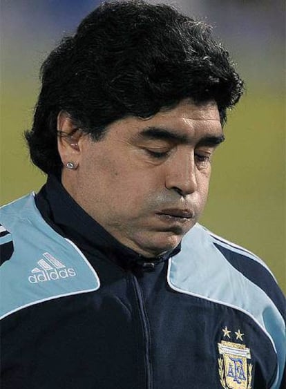 Diego Armando Maradona, en un entrenamiento con la selección argentina.