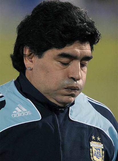 Diego Armando Maradona, en un entrenamiento con la selección argentina.