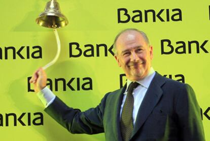 Rodrigo Rato, en la salida a Bolsa de Bankia, hace un mes.