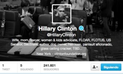 Perfil de Hillary Clinton en Twitter (Captura de pantalla)