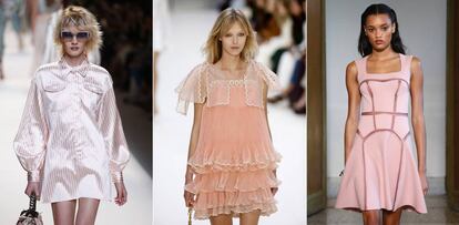 De izquierda a derecha: diseños de Fendi, Chloé y Blumarine.