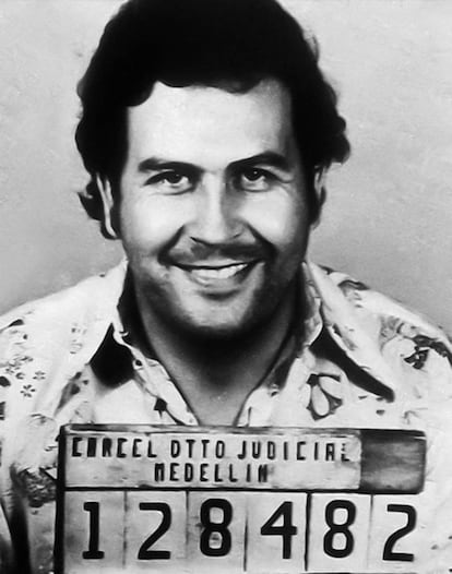 Police photo of Pablo Escobar.