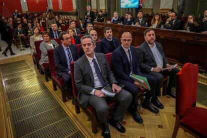 The defendants inside the Supreme Court in Madrid.