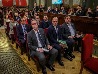 The defendants inside the Supreme Court in Madrid.