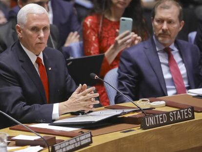 El vicepresidente Mike Pence interviene ante el Consejo de Seguridad
