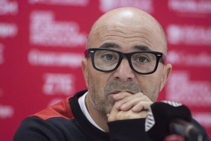 Jorge Sampaoli durante la rueda de prensa.