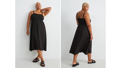 Vestido fit & flare para mujer de talla grande con tirantes finos a la venta en C&A.