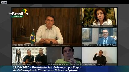 Transmissão online da celebração de Páscoa de Bolsonaro com líderes religiosos.