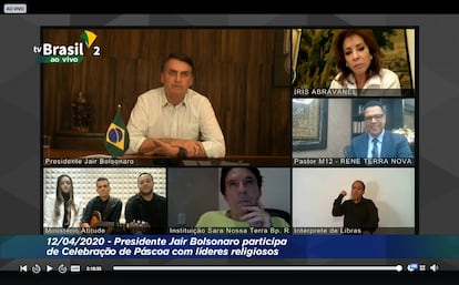 Transmissão online da celebração de Páscoa de Bolsonaro com líderes religiosos.