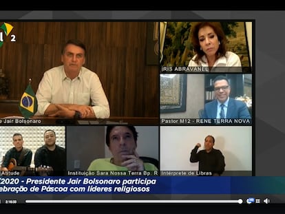 Transmissão online da celebração de Páscoa de Bolsonaro com líderes religiosos.