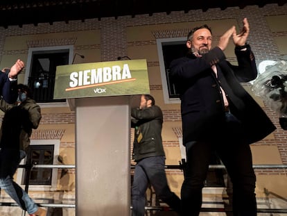 Juan García-Gallardo (a la izquierda) y Santiago Abascal celebraban el resultado electoral en Valladolid.